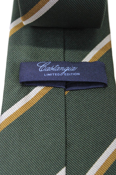 Sartoria Castangia Mens Silk Striped Wrap Around Tie Green One Size