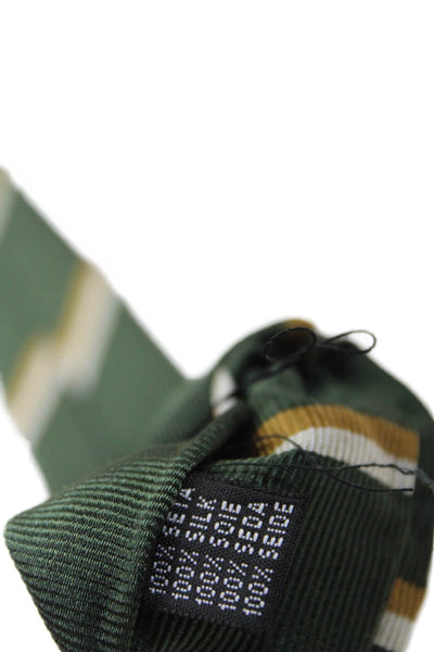 Sartoria Castangia Mens Silk Striped Wrap Around Tie Green One Size