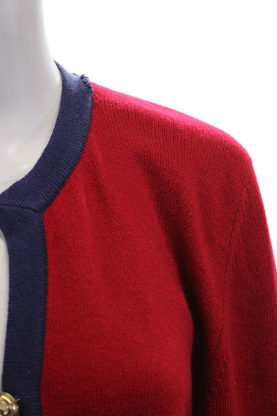 Chanel Womens Cashmere Long Sleeve Lined Button Knit Sweater Red Size S