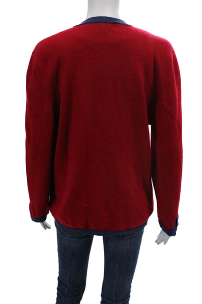 Chanel Womens Cashmere Long Sleeve Lined Button Knit Sweater Red Size S