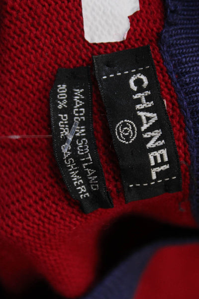 Chanel Womens Cashmere Long Sleeve Lined Button Knit Sweater Red Size S