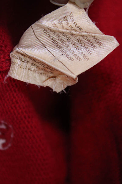 Chanel Womens Cashmere Long Sleeve Lined Button Knit Sweater Red Size S
