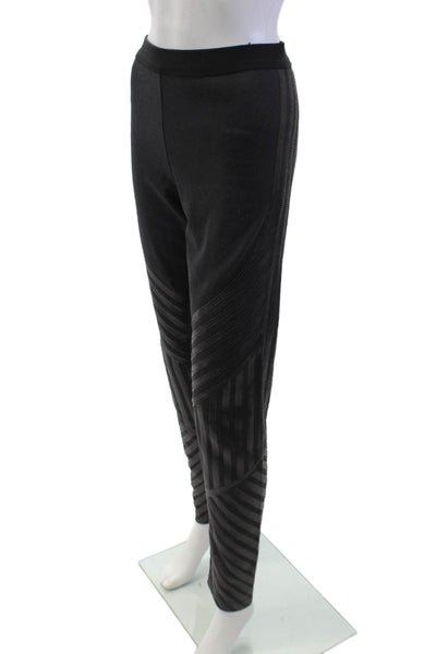 BCBGMAXAZRIA Womens Elastic Waist High Rise Sequin Leggings Gray Size L