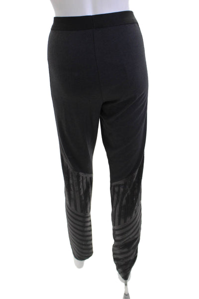 BCBGMAXAZRIA Womens Elastic Waist High Rise Sequin Leggings Gray Size L