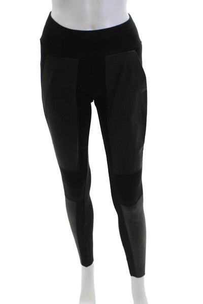 Illia Womens Leather Trim Stretch Waist Low-Rise Ankle Leggings Black Size 4