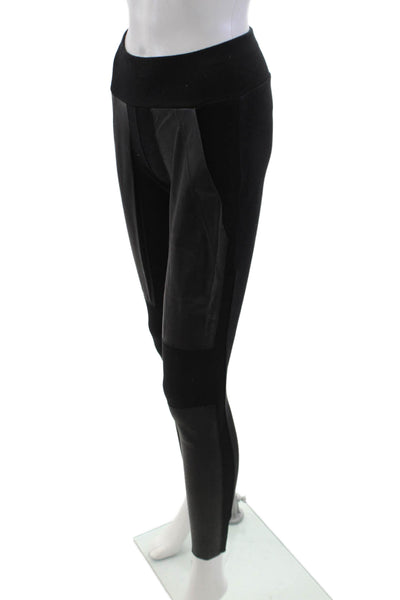 Illia Womens Leather Trim Stretch Waist Low-Rise Ankle Leggings Black Size 4