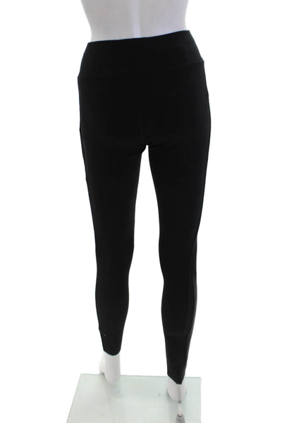 Illia Womens Leather Trim Stretch Waist Low-Rise Ankle Leggings Black Size 4