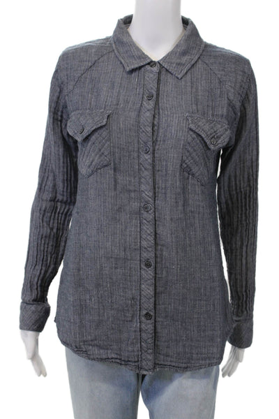 Rails Womens Cotton Long Sleeve Solid Casual Button Down Shirt Gray Size L