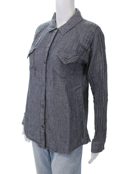 Rails Womens Cotton Long Sleeve Solid Casual Button Down Shirt Gray Size L
