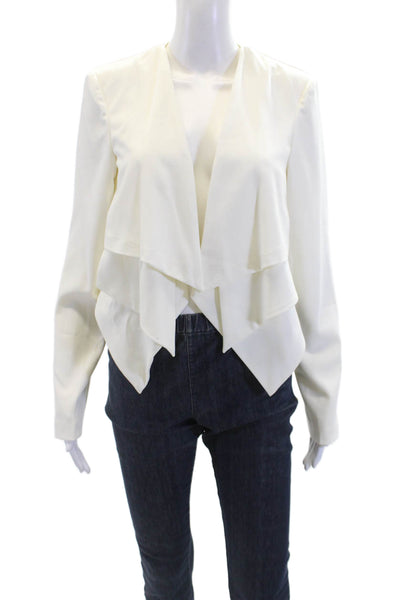 Cameo Womens Long Sleeve Open Front Cropped Collared Jacket White Size S