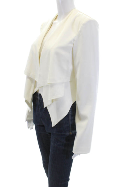 Cameo Womens Long Sleeve Open Front Cropped Collared Jacket White Size S