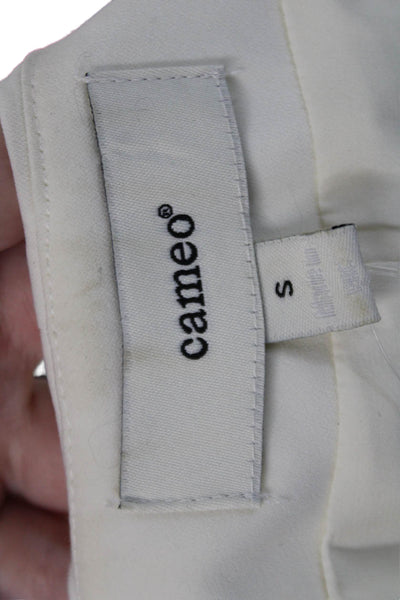 Cameo Womens Long Sleeve Open Front Cropped Collared Jacket White Size S