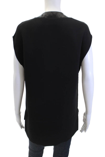 Vince Womens Layered V-Neck Sleeveless Pullover Tunic Blouse Top Black Size XXS