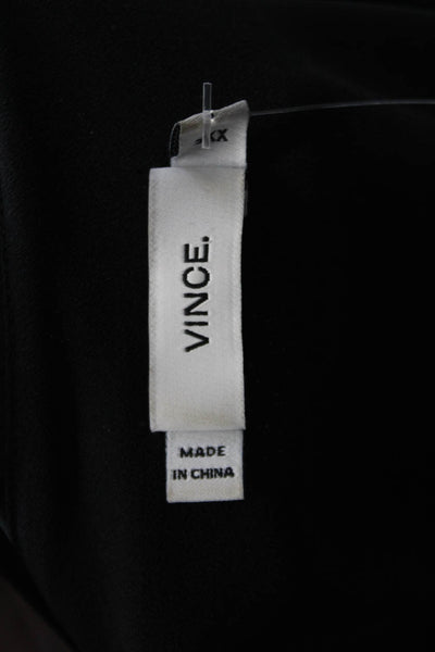 Vince Womens Layered V-Neck Sleeveless Pullover Tunic Blouse Top Black Size XXS