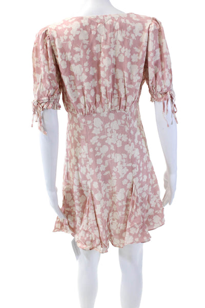 Yumi Kim Womens Floral V-neck Short Sleeve Kelly Dress Pink Size Small