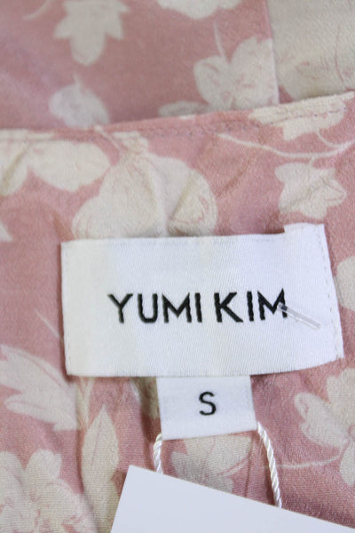 Yumi Kim Womens Floral V-neck Short Sleeve Kelly Dress Pink Size Small