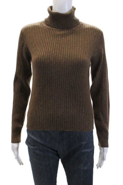 Tse Womens Cashmere Ribbed Pullover Turtleneck Sweater Top Scout Brown Size S