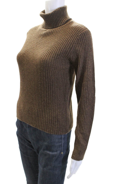 Tse Womens Cashmere Ribbed Pullover Turtleneck Sweater Top Scout Brown Size S