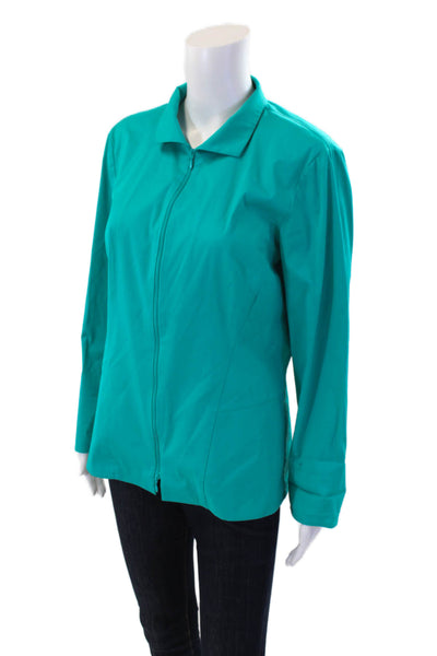 Lafayette 148 New York Womens Cotton Double Zip Jacket Teal Size 10