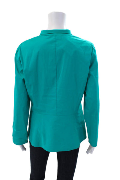 Lafayette 148 New York Womens Cotton Double Zip Jacket Teal Size 10