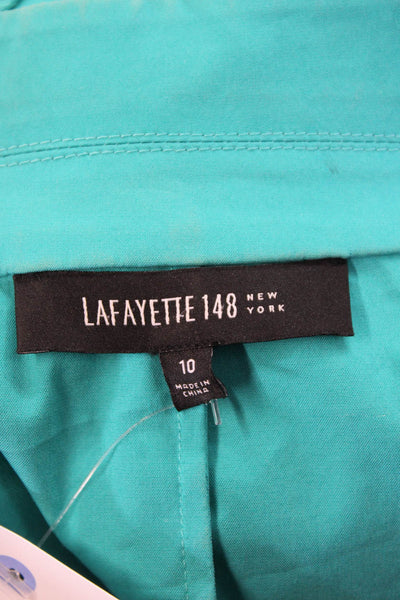 Lafayette 148 New York Womens Cotton Double Zip Jacket Teal Size 10