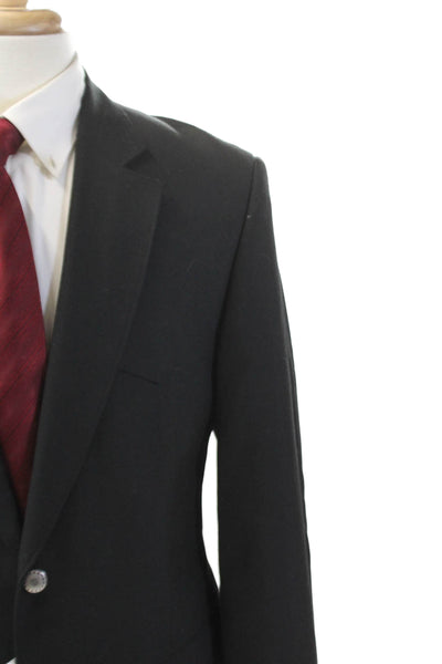 Designer Mens Long Sleeve Buttoned Suit Jacket Black Size 42