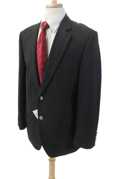 Designer Mens Long Sleeve Buttoned Suit Jacket Black Size 42