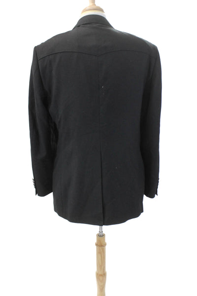 Designer Mens Long Sleeve Buttoned Suit Jacket Black Size 42
