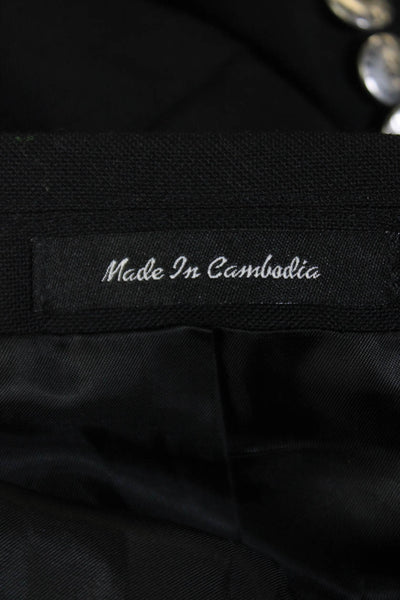 Designer Mens Long Sleeve Buttoned Suit Jacket Black Size 42