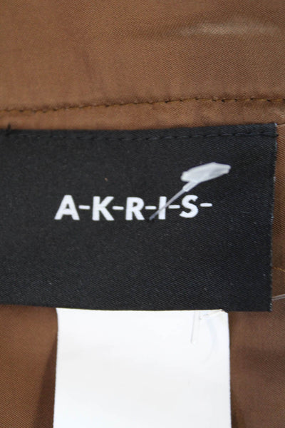Akris Womens Side Zip Long Leather A Line Skirt Brown Size 8