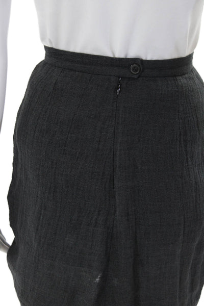 Masscob Womens Linen Ruched Ruffle Zip Back Pencil Skirt Black Size 38