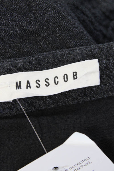 Masscob Womens Linen Ruched Ruffle Zip Back Pencil Skirt Black Size 38