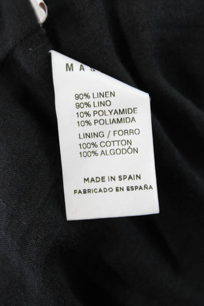 Masscob Womens Linen Ruched Ruffle Zip Back Pencil Skirt Black Size 38
