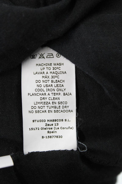 Masscob Womens Linen Ruched Ruffle Zip Back Pencil Skirt Black Size 38
