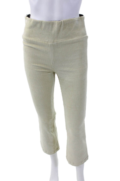 SPRWMN Womens Cotton Corduroy High Rise Flare Leg Pants Beige Size Small