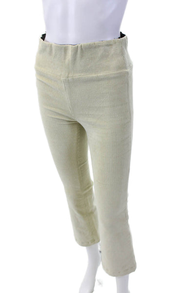 SPRWMN Womens Cotton Corduroy High Rise Flare Leg Pants Beige Size Small
