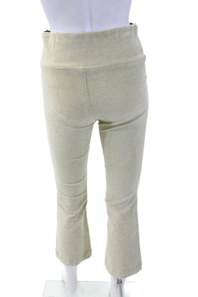 SPRWMN Womens Cotton Corduroy High Rise Flare Leg Pants Beige Size Small