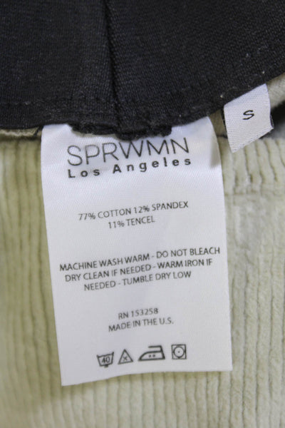 SPRWMN Womens Cotton Corduroy High Rise Flare Leg Pants Beige Size Small