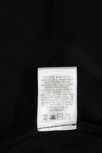 ALC Womens Ruched Short Sleeve Crew Neck Tee Shirt Black Cotton Size Medium