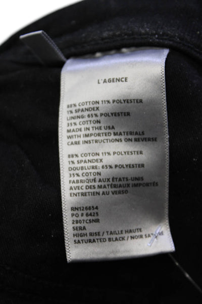L Agence Womens Zipper Fly High Rise Sera Flare Leg Jeans Black Denim Size 30