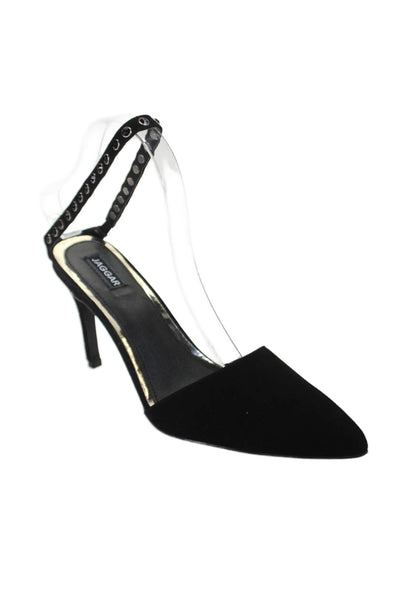 Jaggar Womens Suede Jeweled Pointed Toe Opulent Heel Pumps Black Size 41 11