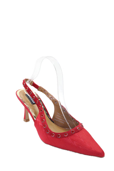 Jaggar Womens Jeweled Pull-On Pointed Toe Slingback Heel Scarlet Red Size 10