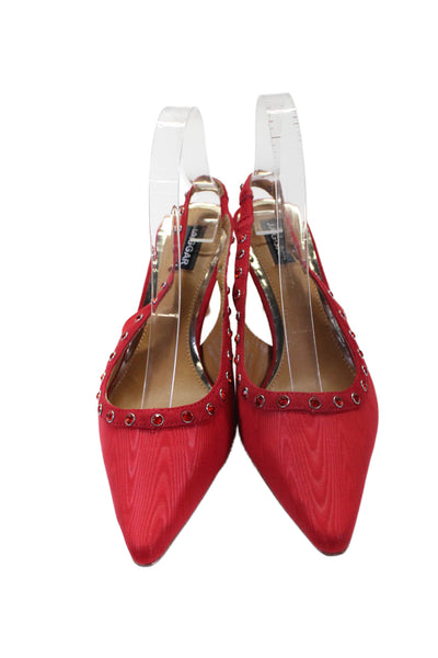 Jaggar Womens Jeweled Pull-On Pointed Toe Slingback Heel Scarlet Red Size 10