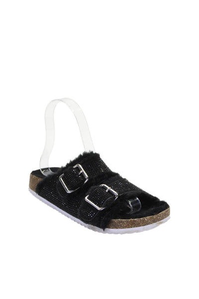 DV Dolce Vita Womens Jeweled Silver Tone Slide On Bonita Sandals Black Size 6