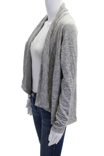 Athleta Womens Ribbed Detail Open Front Casual Short Cardigan Gray Size XS