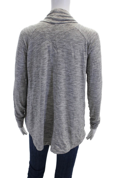 Athleta Womens Ribbed Detail Open Front Casual Short Cardigan Gray Size XS