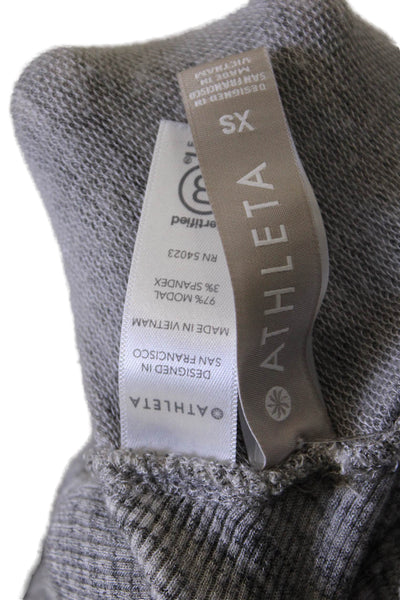 Athleta Womens Ribbed Detail Open Front Casual Short Cardigan Gray Size XS