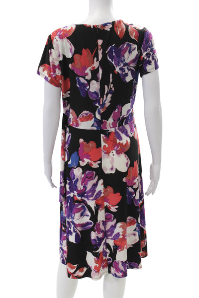 Lauren Ralph Lauren Womens Floral V-neck Short Sleeve Dress Black Combo Size 2