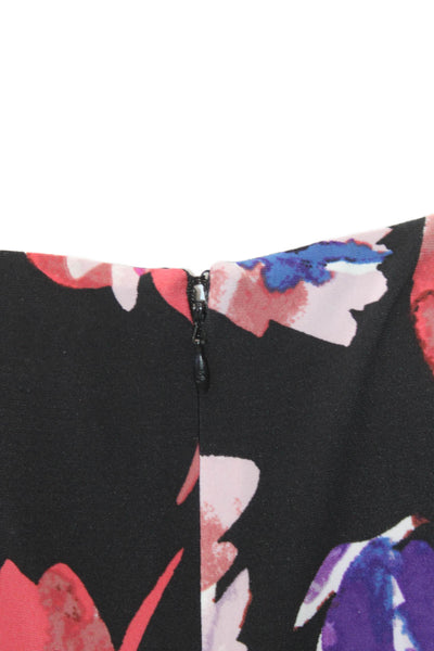 Lauren Ralph Lauren Womens Floral V-neck Short Sleeve Dress Black Combo Size 2