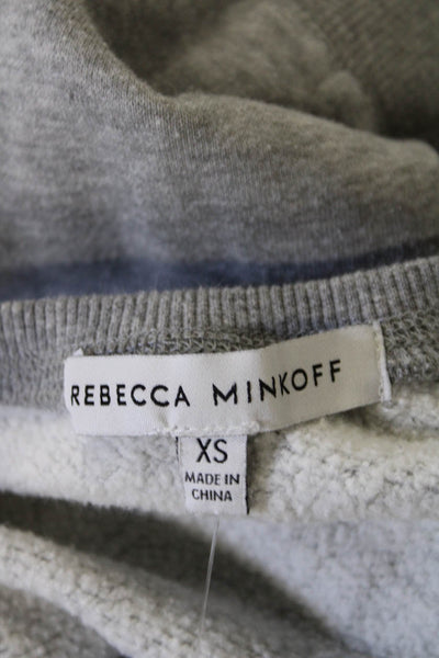Rebecca Minkoff Womens Cotton Mutton Sleeve Pullover Sweatshirt Gray Size XS